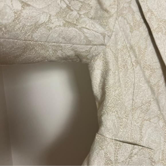 Banana Republic Cream Wool Brocade Tapered Cropped Blazer Size  2 Quiet Luxury - Picture 8 of 16